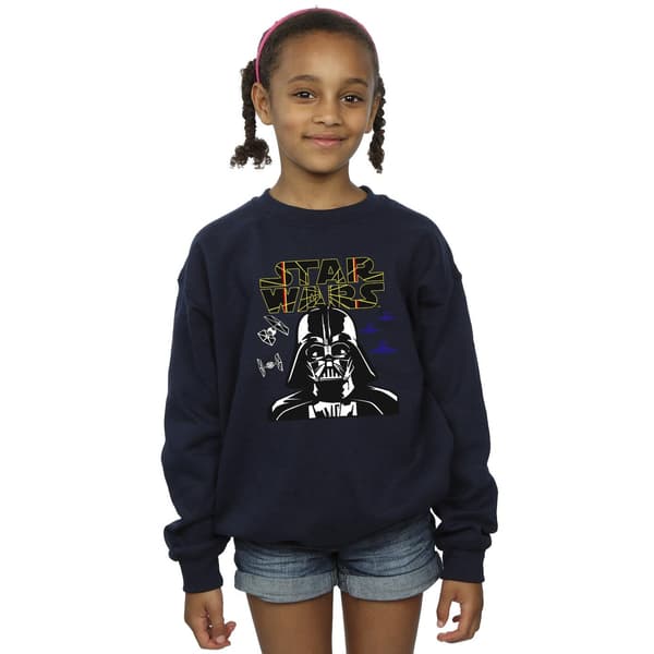 Star Wars Flickor Darth Vader Comp Logo Sweatshirt 7-8 År Marinblå Navy Blue 7-8 Years