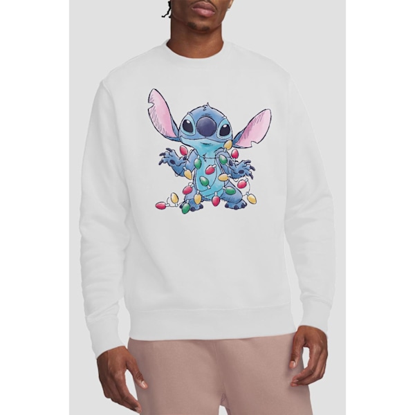 Lilo & Stitch Unisex Julbelysning Skiss Tröja S White S