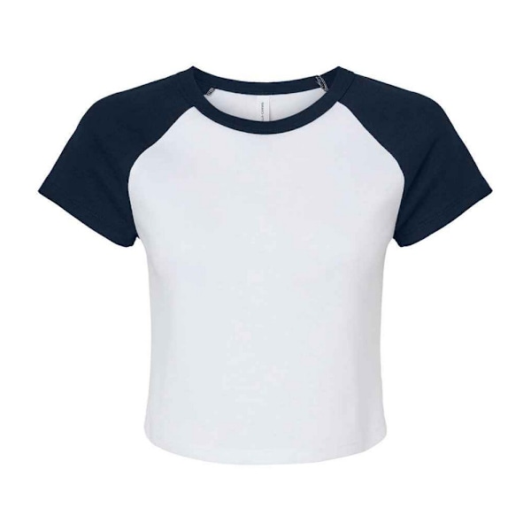 Bella + Canvas Dam/Kvinnors Micro-Rib Raglan Crop Top XS Vit White/Navy XS
