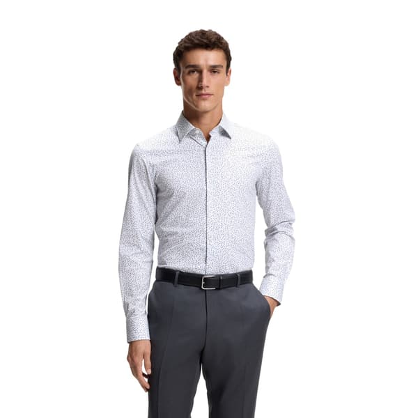 Boss Herrskjorta Micro-Dot Regular Långärmad 16in Blå Blue 16in