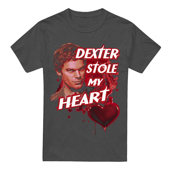 Dexter Unisex Vuxen Blodigt Hjärta T-Shirt M Kolgrå Charcoal M