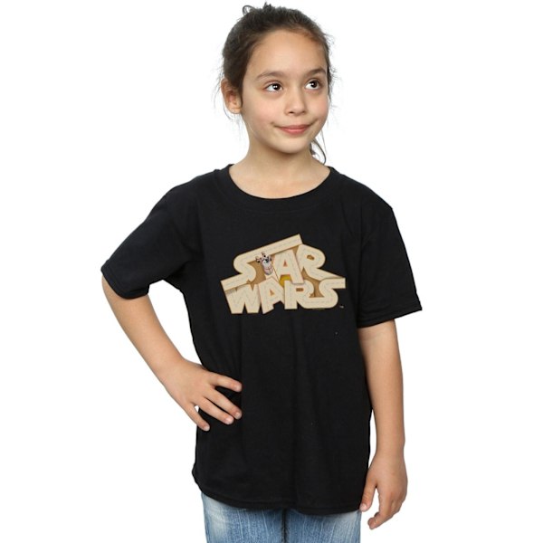 Star Wars T-shirt i bomull med Tatooine-logotyp för flickor, 5-6 år, B Black 5-6 Years