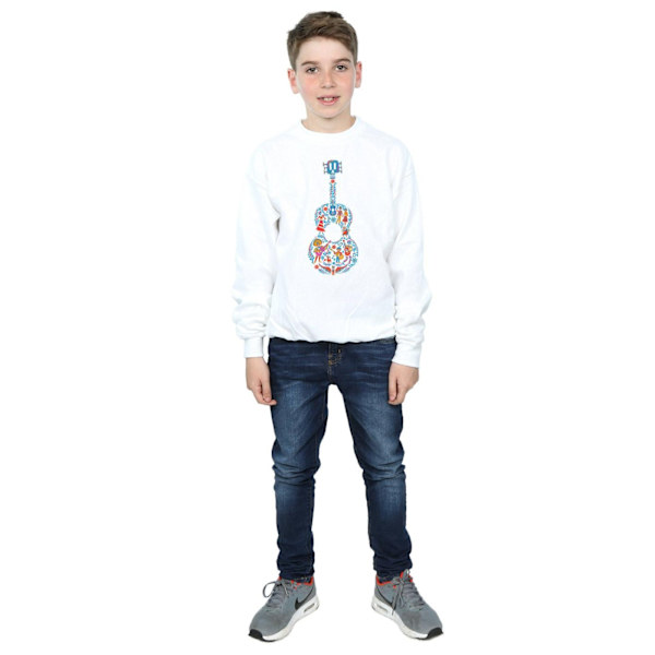 Disney Boys Coco Gitarr Mönster Sweatshirt 7-8 År Vit White 7-8 Years