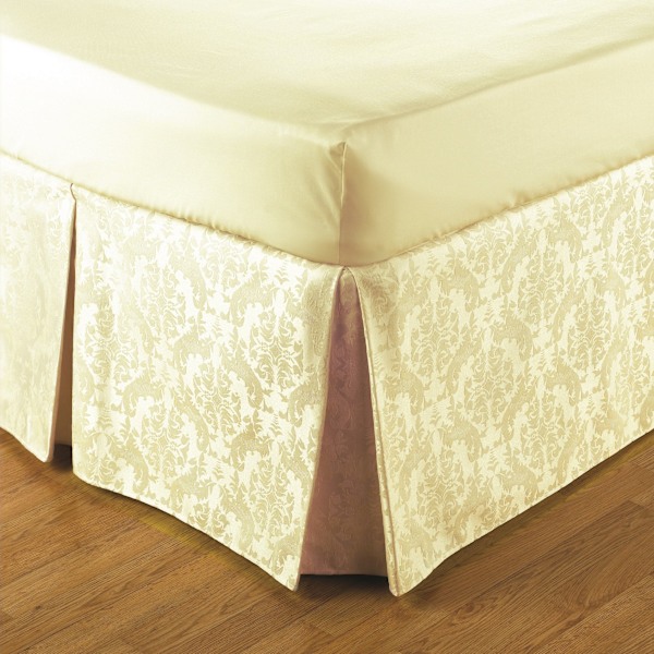 Belledorm Easy Fit Damask Platform Valance Dubbel Kräm Cream Double