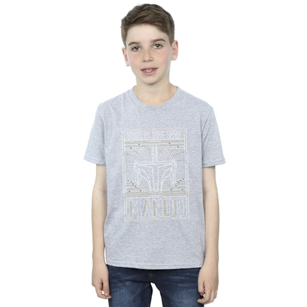 Star Wars Boys The Mandalorian The Way Outline Helm T-Shirt 3-4 Sports Grey 3-4 Years