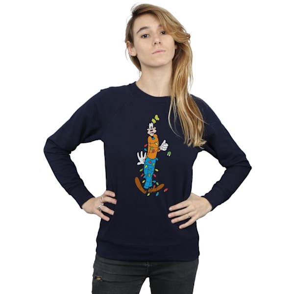 Disney Dam/Kvinnor Goofy Julbelysning Sweatshirt S Marin B Navy Blue S