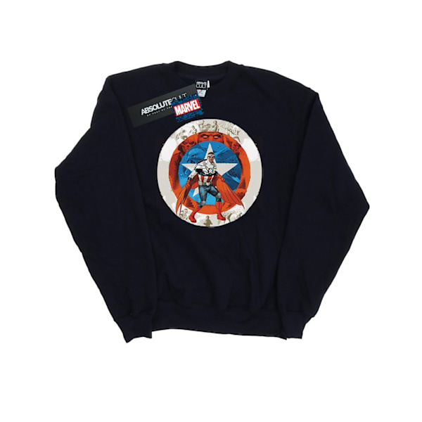 Marvel Dam/Kvinnor Captain America Sam Wilson Shield Sweatshirt Navy Blue XXL