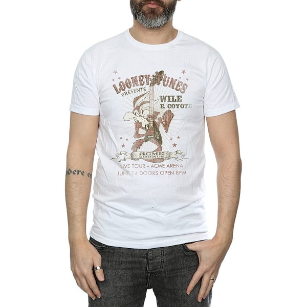 Looney Tunes Herr Wile E Coyote Gitarr Bomull T-shirt M Vit White M