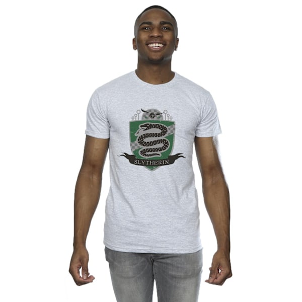 Harry Potter T-shirt för män med Slytherin-bröstmärke, M, Sports Grey Sports Grey M