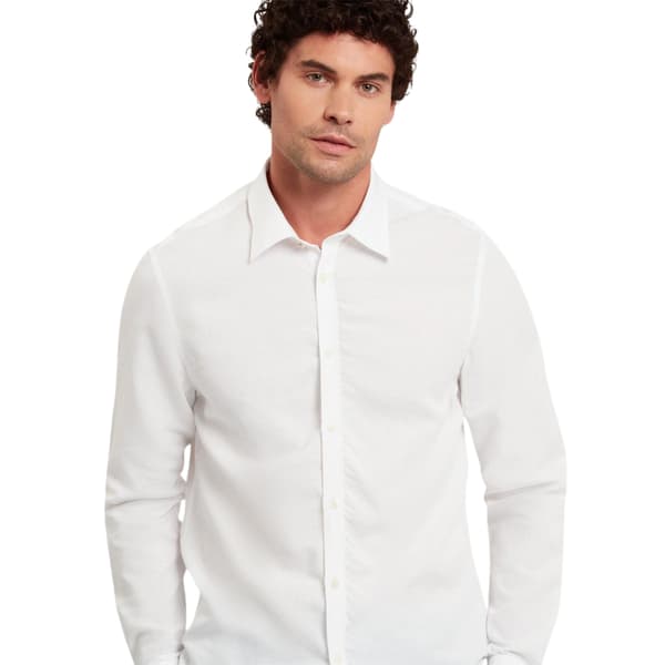 Ted Baker Herr Linneblandning Regular Långärmad Skjorta S Vit White S