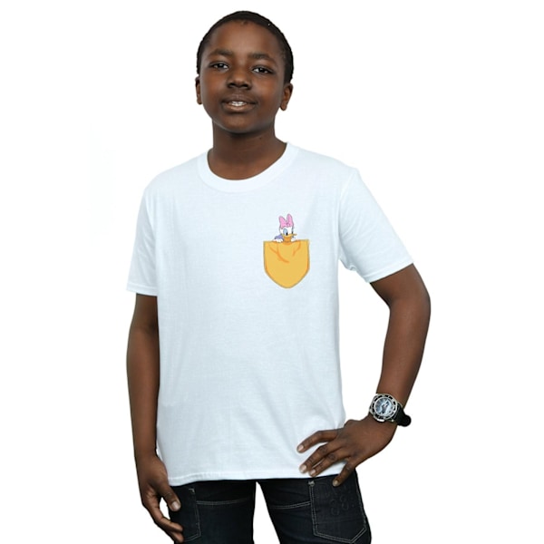 Disney Boys Daisy Duck Faux Pocket T-Shirt 12-13 år Vit White 12-13 Years