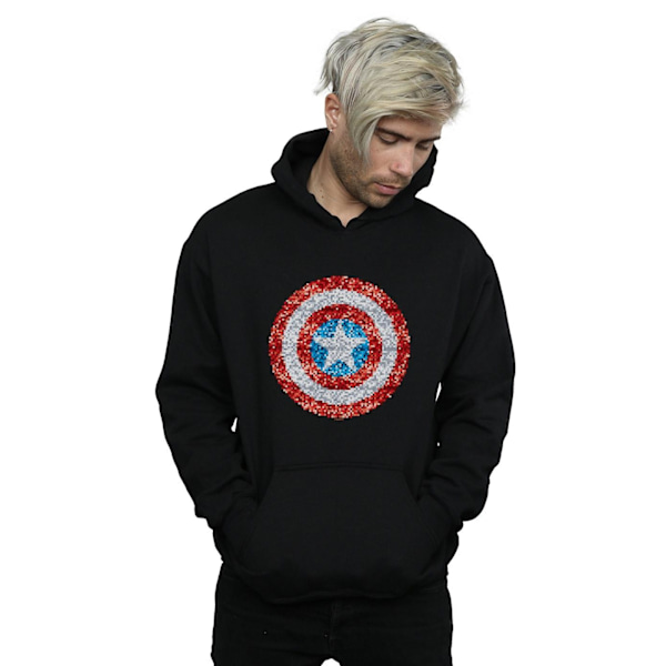 Marvel Herr Captain America Pixelated Shield Hoodie 4XL Svart Black 4XL