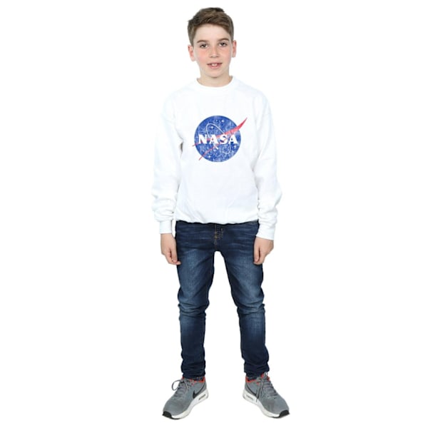 NASA Boys Classic Insignia Logo Distressed Sweatshirt 5-6 år White 5-6 Years