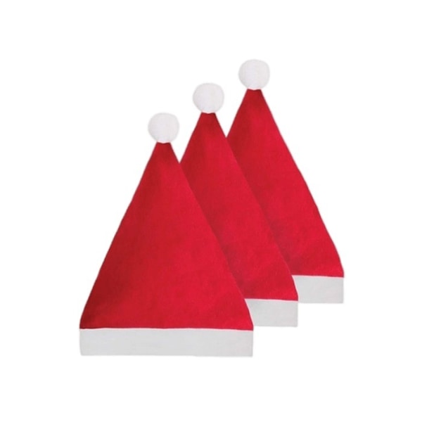 Festlig Wonderland Plysch jultomtehatt (paket med 3) One Si Red/White One Size