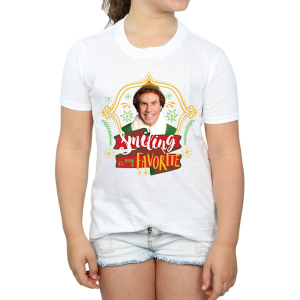 Elf Girls Buddy Smiling Bomull T-shirt 7-8 år Vit White 7-8 Years