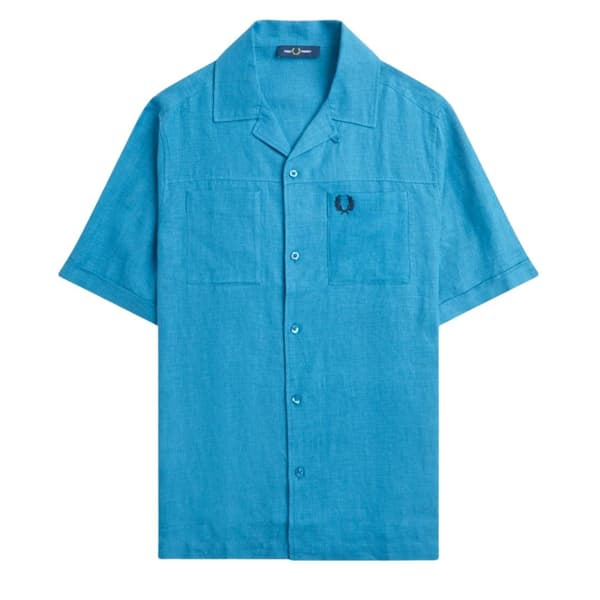 Fred Perry Herr Runaway Linneskjorta M Ocean Blue Ocean Blue M