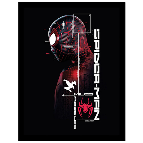 Spider-Man: Miles Morales New York inramad affisch 40cm x 30cm Bl Black/Red/White 40cm x 30cm