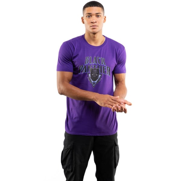 Svart Panther Mens Shield Logo T-shirt L Lila Purple L