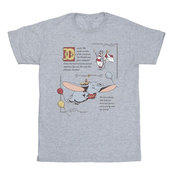 Disney Girls Dumbo Story Book Page Bomull T-shirt 7-8 år Spo Sports Grey 7-8 Years