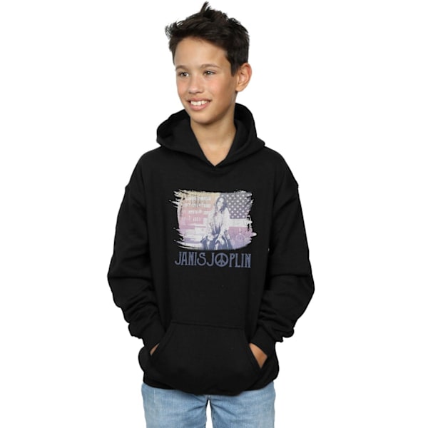 Janis Joplin Boys Stove Flag Hoodie 12-13 år Svart Black 12-13 Years