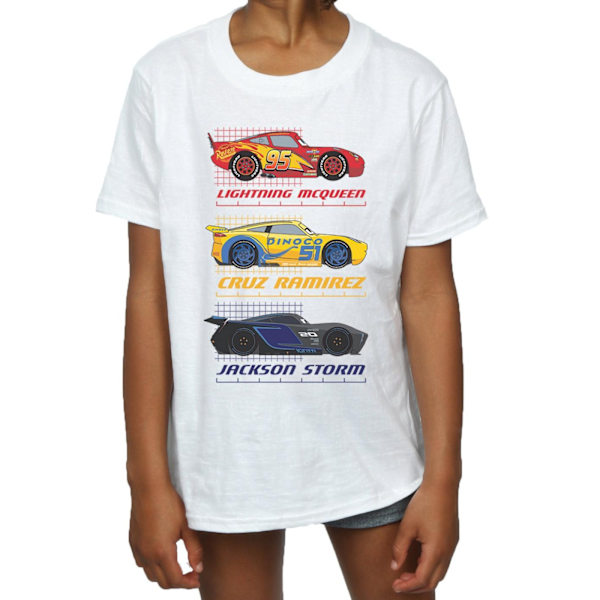 Cars Girls Racer Profile Bomull T-shirt 9-11 år Vit White 9-11 Years