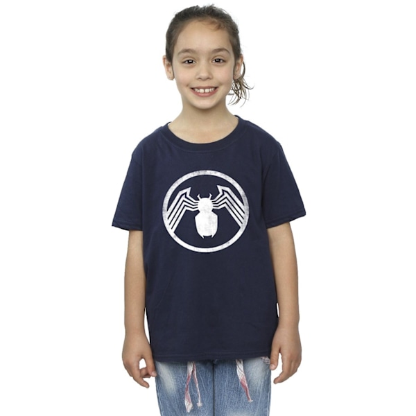 Marvel Girls Venom Logo Emblem Bomull T-shirt 3-4 år Marinblå Navy Blue 3-4 Years