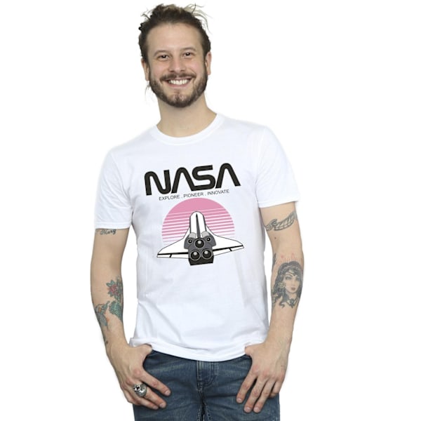 NASA Mens Space Shuttle Sunset T-Shirt XXL Vit White XXL