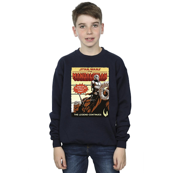 Star Wars The Mandalorian Boys Bumpy Ride Sweatshirt 7-8 år Navy Blue 7-8 Years