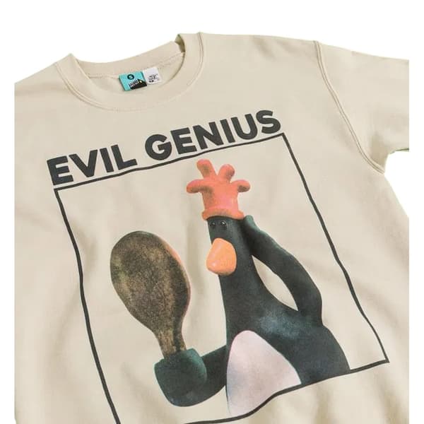 Wallace and Gromit Unisex Vuxen Evil Genius Feathers McGraw Tröja Beige L