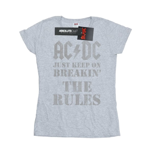 AC/DC Dam/Kvinnor Bara Fortsätt Bryta Reglerna Bomull T-Sh Sports Grey S