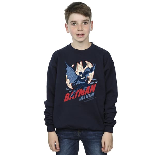 DC Comics Boys Batman Into Action Sweatshirt 3-4 år Marinblå Navy Blue 3-4 Years