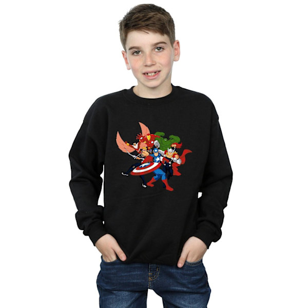 Marvel Boys Avengers Assemble Comic Team Sweatshirt 9-11 år Black 9-11 Years