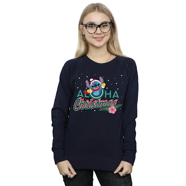 Disney Dam/Kvinnor Lilo Och Stitch Aloha Jultröja Navy Blue XL