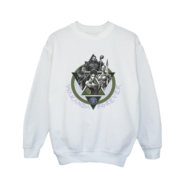 Marvel Girls Black Panther Wakanda Forever Group Ring Pose Sweatshirt 9-11 år Vit White 9-11 Years