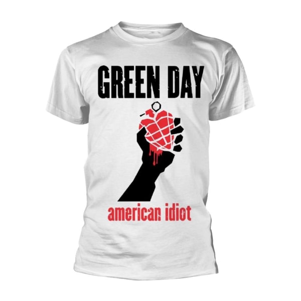 Green Day Unisex Vuxen American Idiot Heart T-shirt M Vit White M
