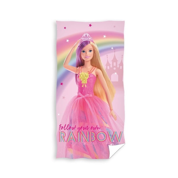 Barbie Follow Your Own Rainbow Bomullshandduk 140cm x 70cm Rosa Pink 140cm x 70cm