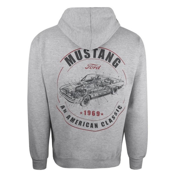 Ford Mens Mustang An American Classic 1969 Hoodie S Gr Grey Marl S