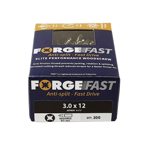 Forgefix Forgefast Pozi Kompatibla Träskruvar, Låda 4,5 x 80 mm Multi Colour 4.5 x 80 mm