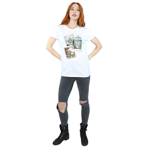 Frozen Dam/Damer Olaf Polaroid Bomull Boyfriend T-Shirt S Vit White S