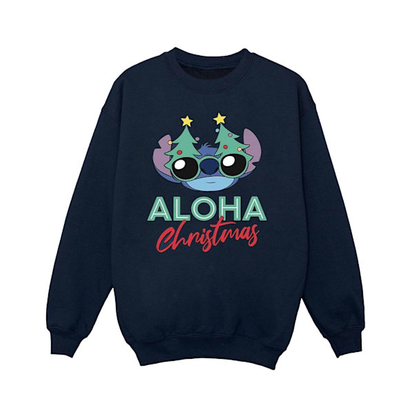 Disney Herr Lilo And Stitch Julgran Skuggor Sweatshirt 4X Navy Blue 4XL