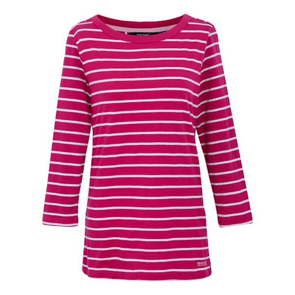 Regatta Dam/Dam Baylette II Randig T-shirt 10 UK Rosa Fu Pink Fusion/White 10 UK