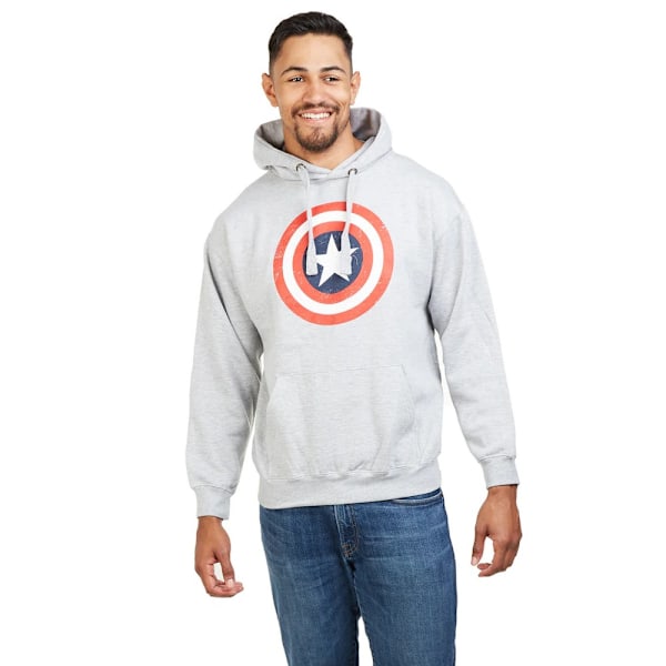 Captain America Herrarnas Sköld Hoodie M Heather Grey Heather Grey M