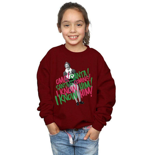 Elf Girls Santa´s Coming Sweatshirt 9-11 År Bourgogne Burgundy 9-11 Years