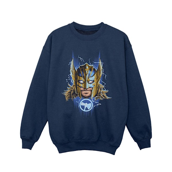 Marvel Girls Thor Love And Thunder Mask Sweatshirt 3-4 år Marinblå Navy Blue 3-4 Years