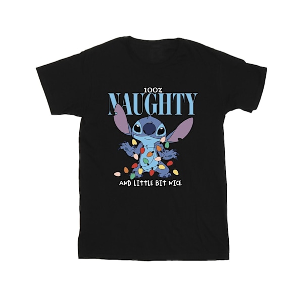 Disney Girls Lilo & Stitch Naughty & Nice Bomull T-shirt 9-11 år Black 9-11 Years