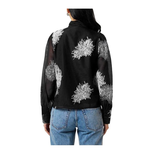 Vero Moda Dam Dula Blommig Blus med Puffärm Black/White 8 UK
