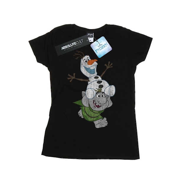 Disney Dam/Dam Frozen Olaf Och Troll Bomull T-Shirt XXL B Black XXL