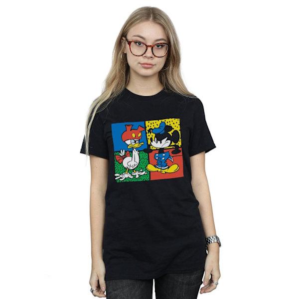 Disney Dam/Kvinnor Mickey Mouse Donald Kläder Swap Bomull Pojkvän T-Shirt Black XL