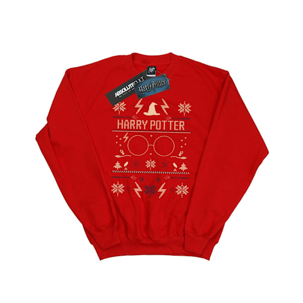 Harry Potter Julmönstrad Sweatshirt för Herrar L Röd Red L
