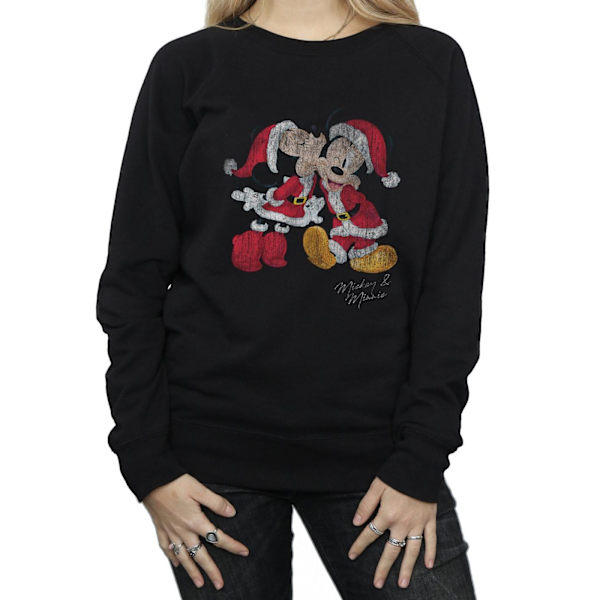 Disney Dam/Kvinnor Mickey Och Minnie Jul Kyss Sweatshirt Black L